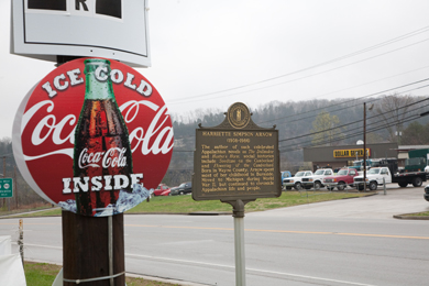 I liked the juxtaposition of the Ice-Cold Coke and Arnow signs by the highway. Does Arnow go better with Coke? I don't know, I never saw Harriette drink Coke. She did like bourbon and Lucky Strikes. Photo by Pat Arnow, 2011. 